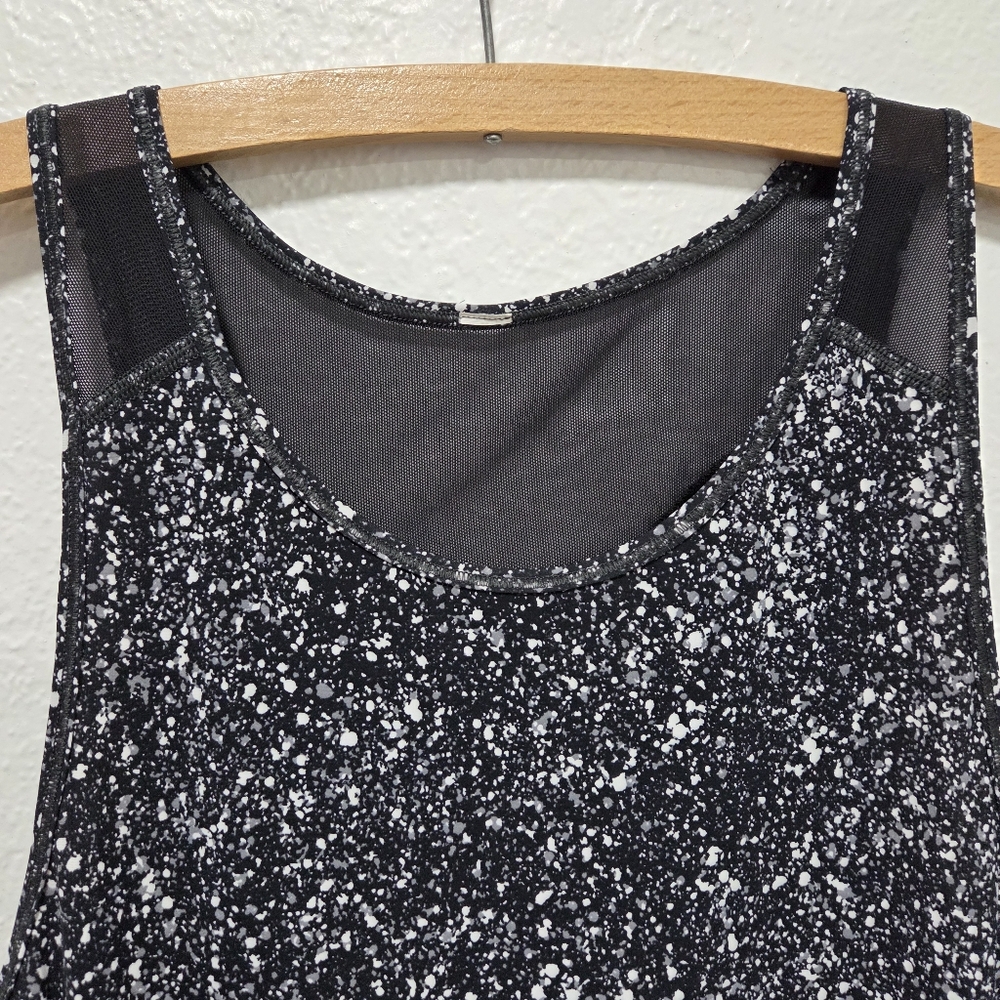 Lululemon Sculpt Tank Top Splatter White Black Mesh Athletic Workout Size 4 - Picture 6 of 14